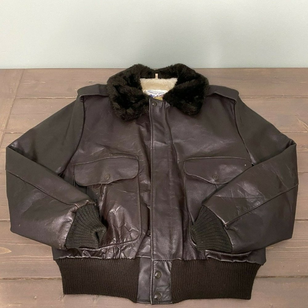 Excelled, Vintage, Men Genuine Leather Bomber Jacket - RN 20849 Great Condition